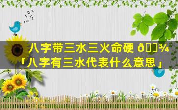 八字带三水三火命硬 🌾 「八字有三水代表什么意思」